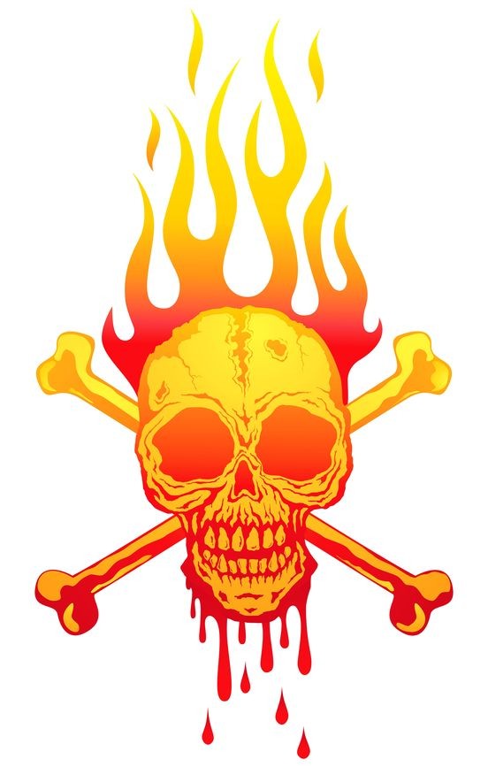 Stickers Deco Flamme Tete De Mort
