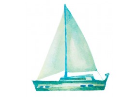 Sticker marin bateau aquarelle