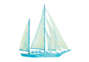 Sticker bateau a voile aquarelle