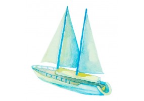 Sticker marin bateau aquarelle