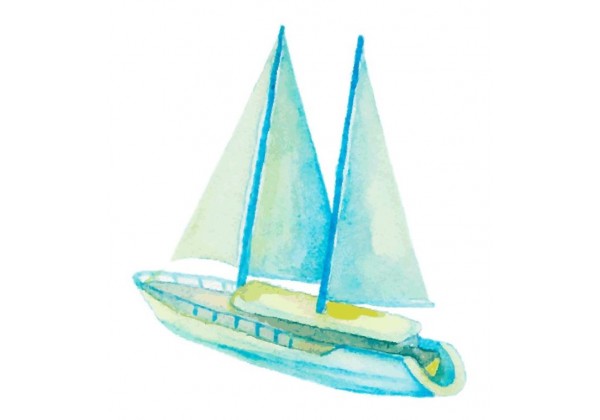 Sticker marin bateau aquarelle