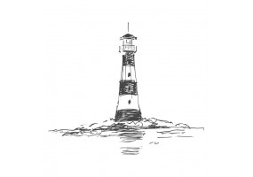 Sticker marin phare noir et blanc