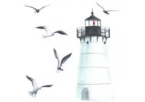 Sticker marin phare noir et blanc