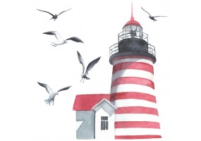 Sticker marin phare rouge et blanc