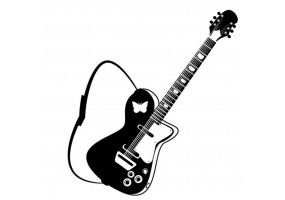 Sticker musique guitare noire et blanche