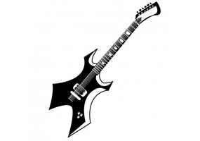 Sticker musique guitare noire et blanche