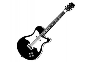 Sticker musique guitare noire et blanche