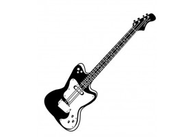 Sticker musique guitare noire et blanche