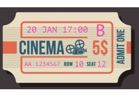 Sticker cinéma ticket américain cinéma