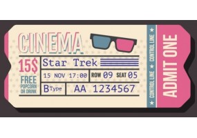 Sticker cinéma ticket américain cinéma