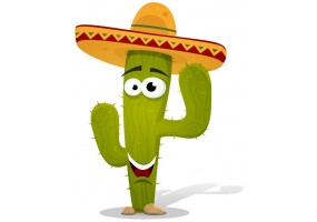 Sticker cactus chapeau mexicain 