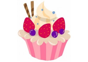 Sticker Cup Cake chantilly fraise