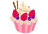 Sticker Cup Cake chantilly fraise