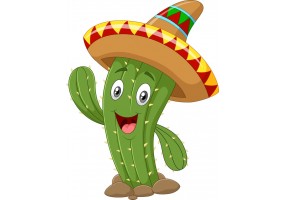 Sticker cactus chapeau mexicain