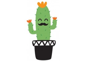 Sticker cactus motif noir et blanc