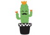 Sticker cactus motif noir et blanc