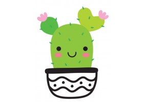 Sticker cactus motif noir et blanc