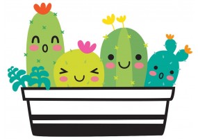 Sticker cactus motif noir et blanc