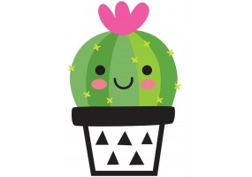 Sticker cactus motif noir et blanc