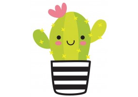 Sticker cactus rayure noir et blanc