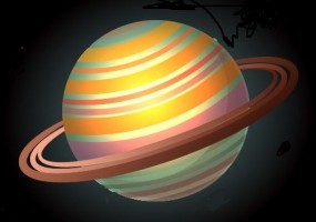 Autocollant mural planète saturne
