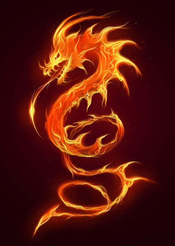 Stickers Deco Dragon Feu