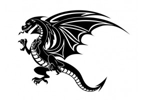 deco Sticker mural dragon noir