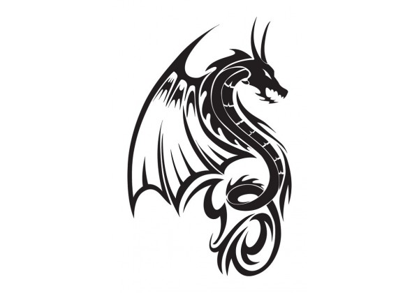 Stickers Deco Dragon Noir