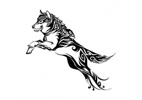 Sticker mural tribal loup