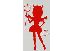 Sticker diable fille rouge