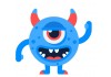 Sticker diable monstre bleu
