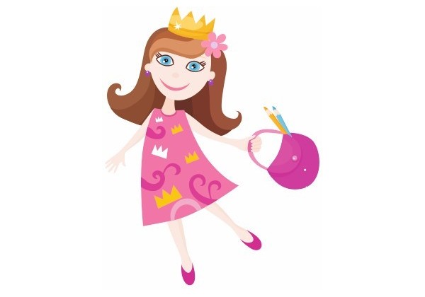 Sticker fille princesse avec sac a main