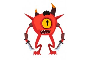 Sticker fantastique monstre rouge