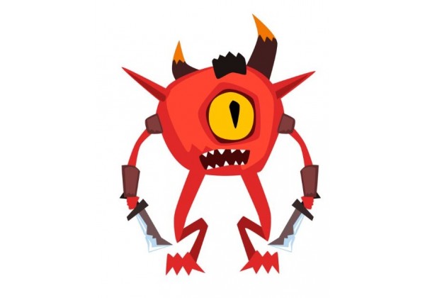 Sticker fantastique monstre rouge