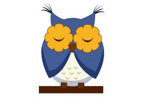 Sticker hibou bleu