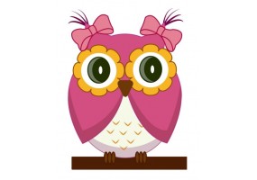 Sticker petit hibou rose