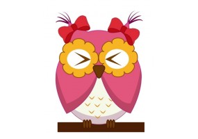 Sticker hibou rose