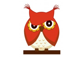 Sticker hibou rouge