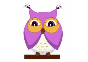 Sticker mural hibou violet