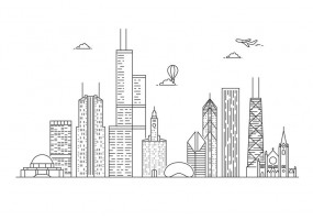 Sticker mural skyline