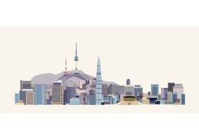 Stickers muraux skyline Séoul