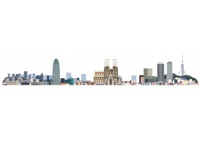 Sticker muraux skyline Barcelone