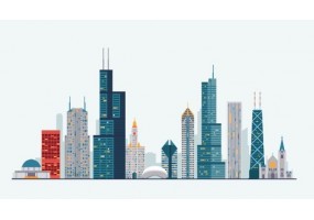Sticker mural skyline Chicago