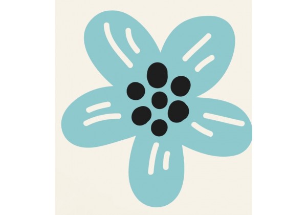 Sticker animaux fleur bleue