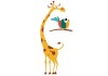Sticker girafe cartoon avec oiseau