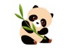 Sticker bebe panda mange feuilles