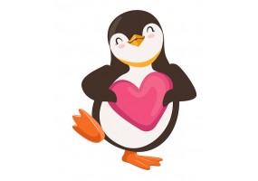 Sticker pingouin cœur