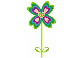 Sticker Fleurs tige verte violet