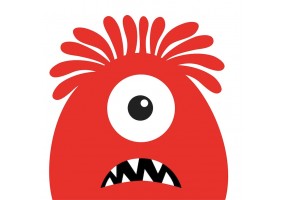 Sticker monstre rouge cyclope