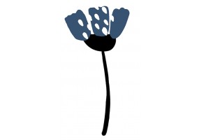 Sticker fleur bleue tige